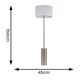 image 3 of ValueLights Lexy Grey Fabric Drum Shade with Brushed Chrome Dimmable Floor Lamp with LED Bulb Grey