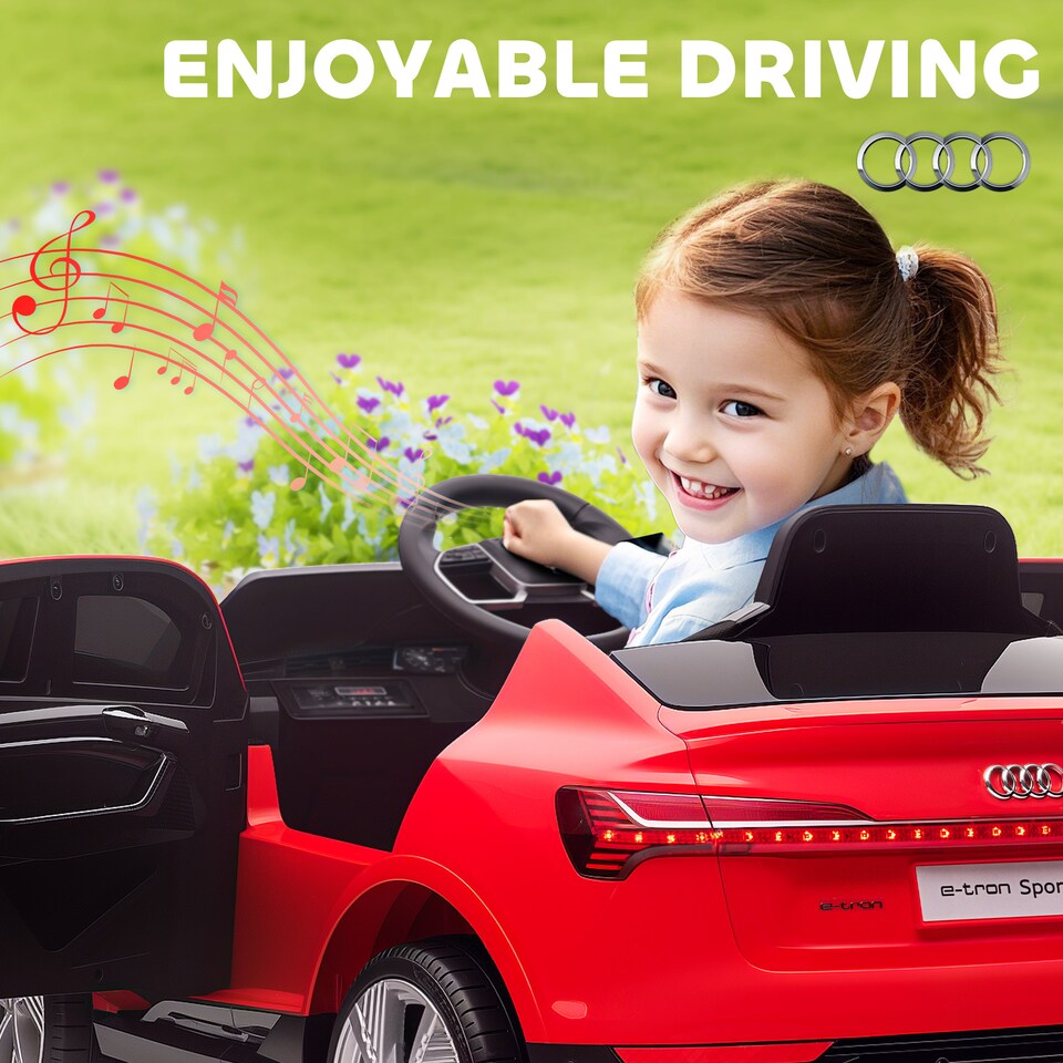 image 1 of HOMCOM 12V Kids Electric Ride-On Car/ w Remote Control, Lights, Music - Red