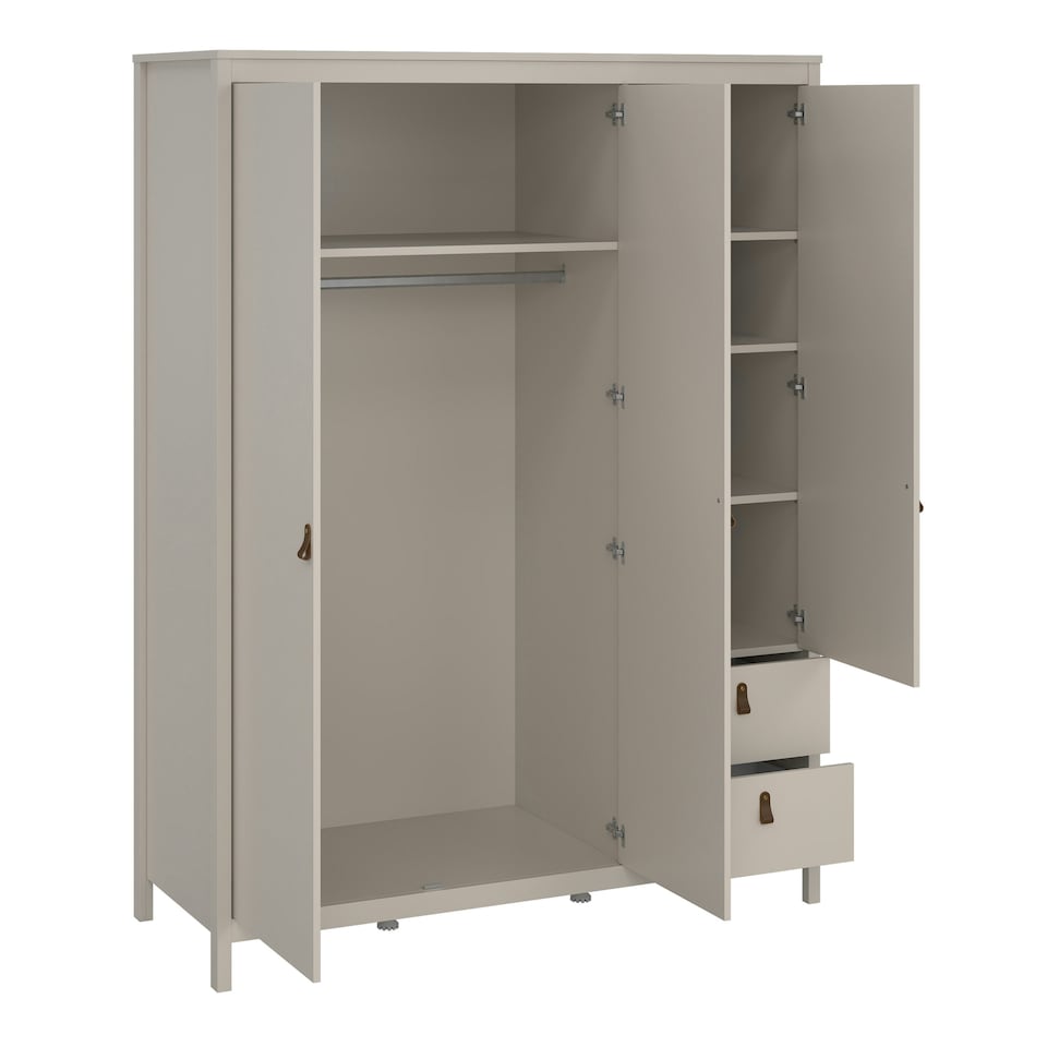 image 1 of Barcelona Wardrobe with 2 Doors + 1 Mirror Door + 2 Drawers in Cashmere Cream