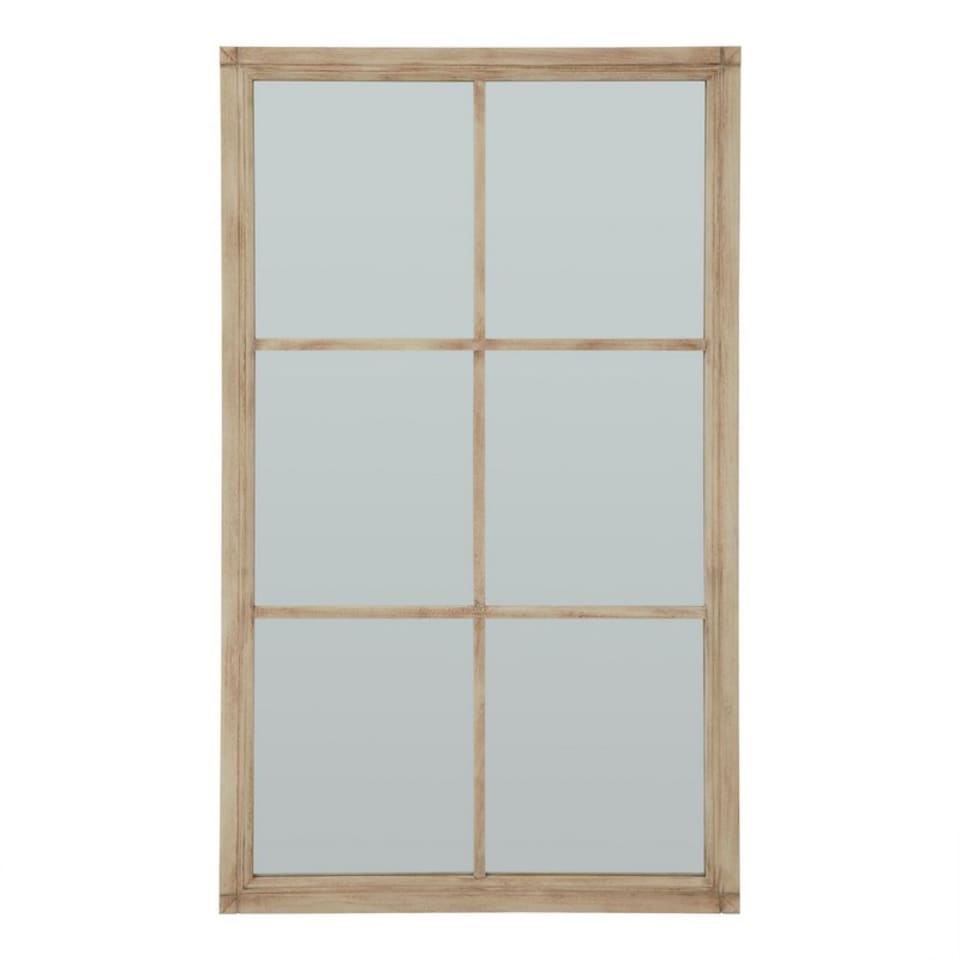 image 1 of Large Window Mirror - Washed Wood - L4 x W90 x H150 cm - Brown | Brown