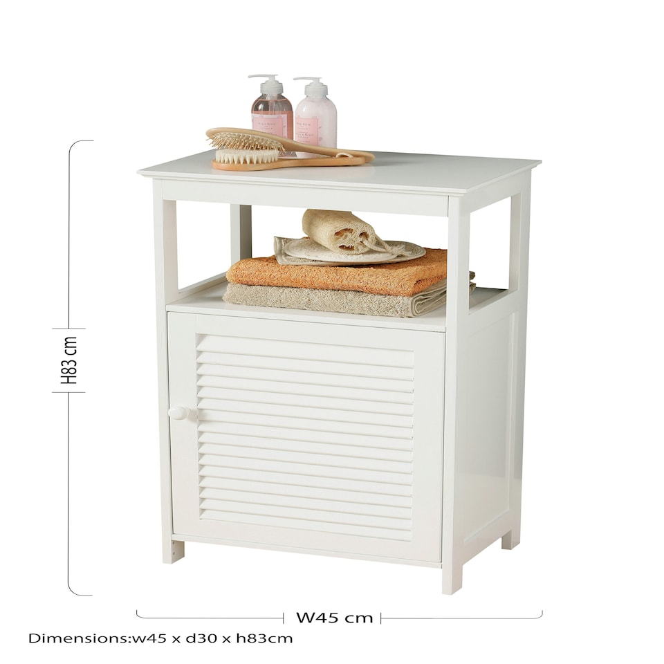 image 1 of Shutter White Wood Floor Cabinet White