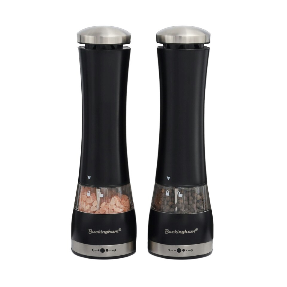 image 1 of Buckingham Stainless Steel Premium Electric Salt & Pepper Mill Set , Black finish