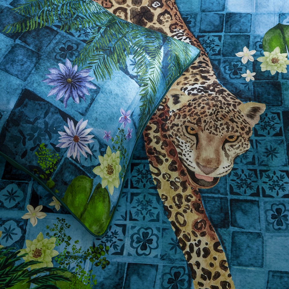 image 1 of Paoletti Majorelle Exotic Duvet Cover Set | Blue | Azure Blue | Super King | 1