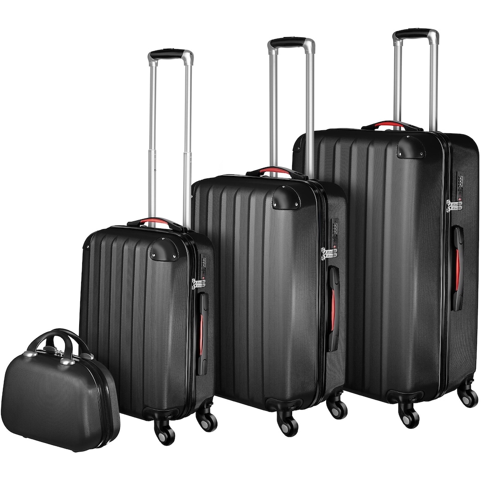 image 1 of Suitcase Set Pucci - 3 suitcases, beauty case, robust, hard-shell ABS plastic | Black | black | 1