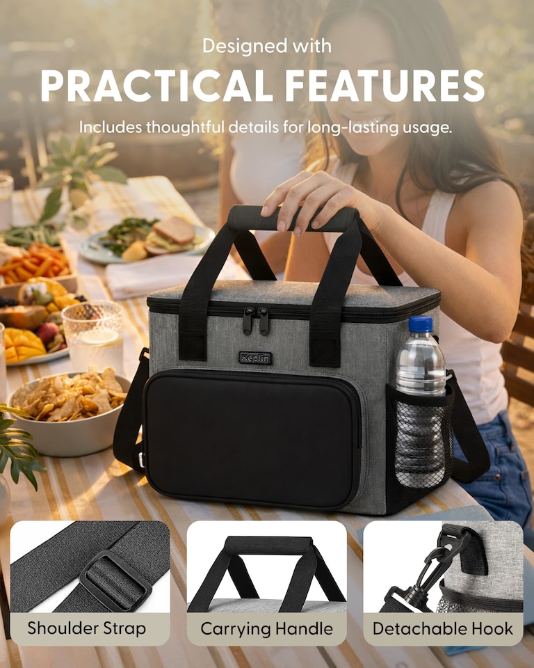 image 1 of Keplin Insulated Cooler Bag with Freezer Block Waterproof and Leak Resistant