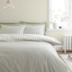 image 2 of Bianca Hampton Stripe 200 Thread Count Cotton Reversible Duvet Cover Set Green Green | Double