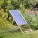 image 5 of Harbour Housewares Folding Wooden Deck Chairs - Navy Stripe - Pack of 2 | Blue | Blue
