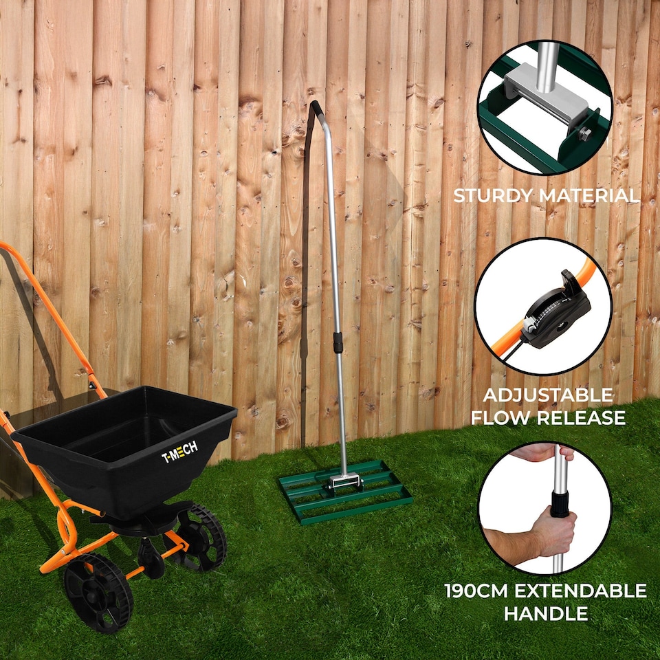 image 1 of Rotary Spreader & 50cm Lawn Leveller - Green