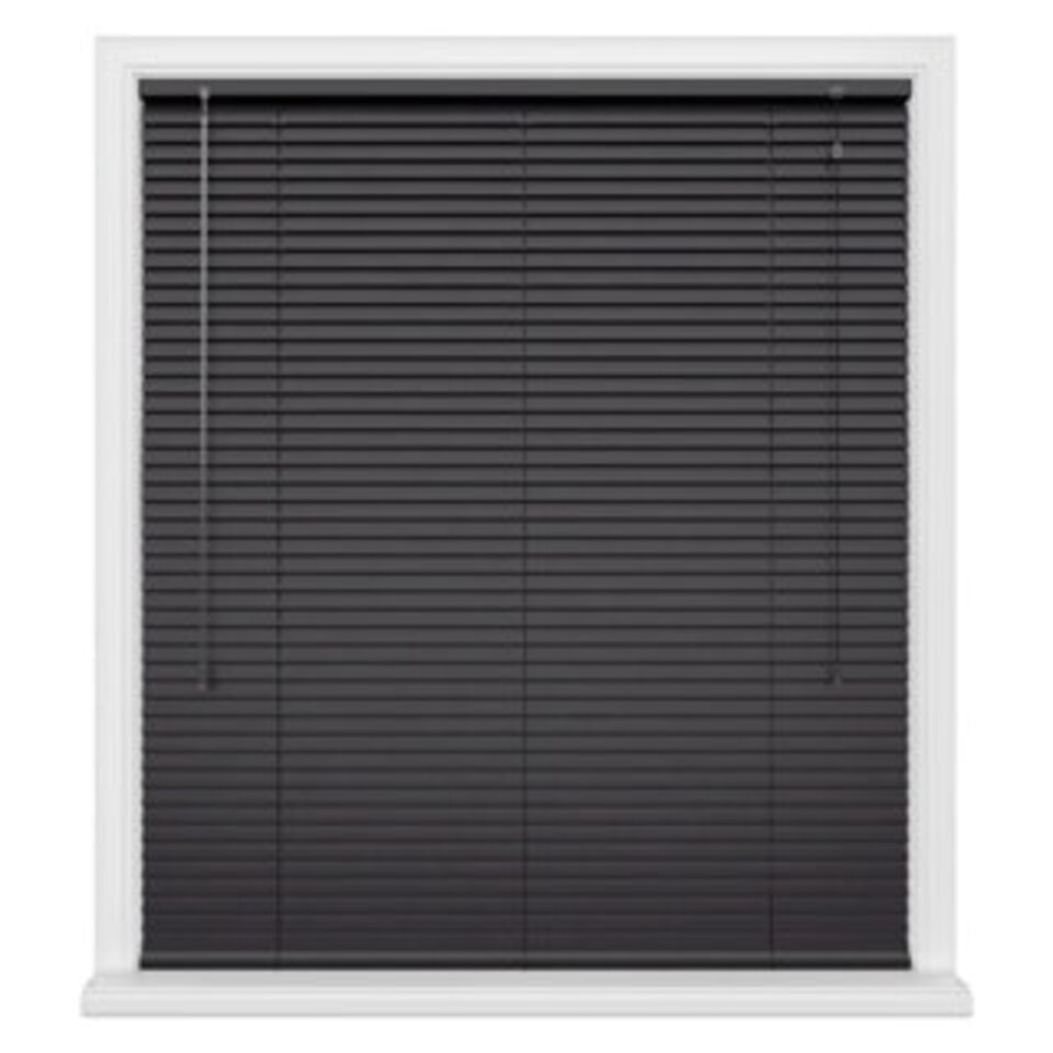 120cm Black Aluminium Venetian Blinds 152cm Drop (25mm Slats) | Black | Black