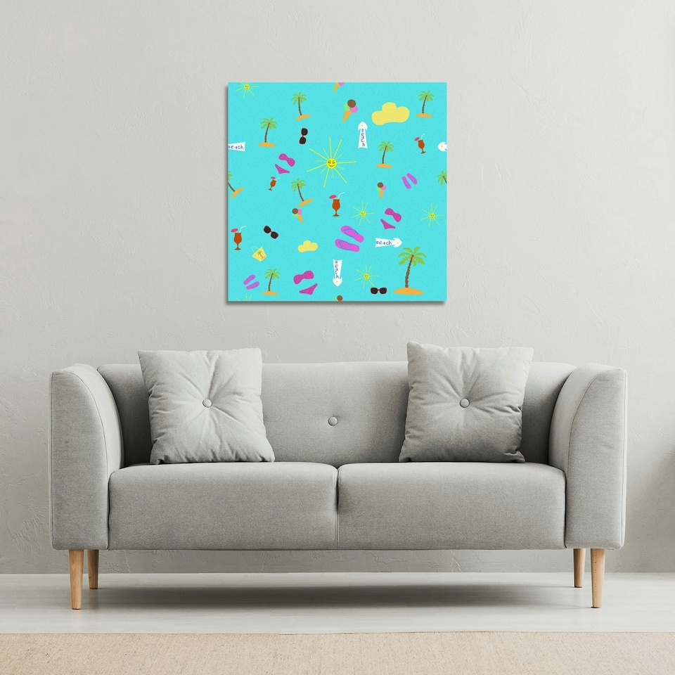 image 1 of Beach Cartoons (Canvas Print) 114 x 114 x 4cm