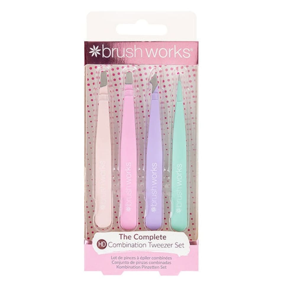 image 1 of Brushworks 4 Piece Combination Tweezer Set - Pastels