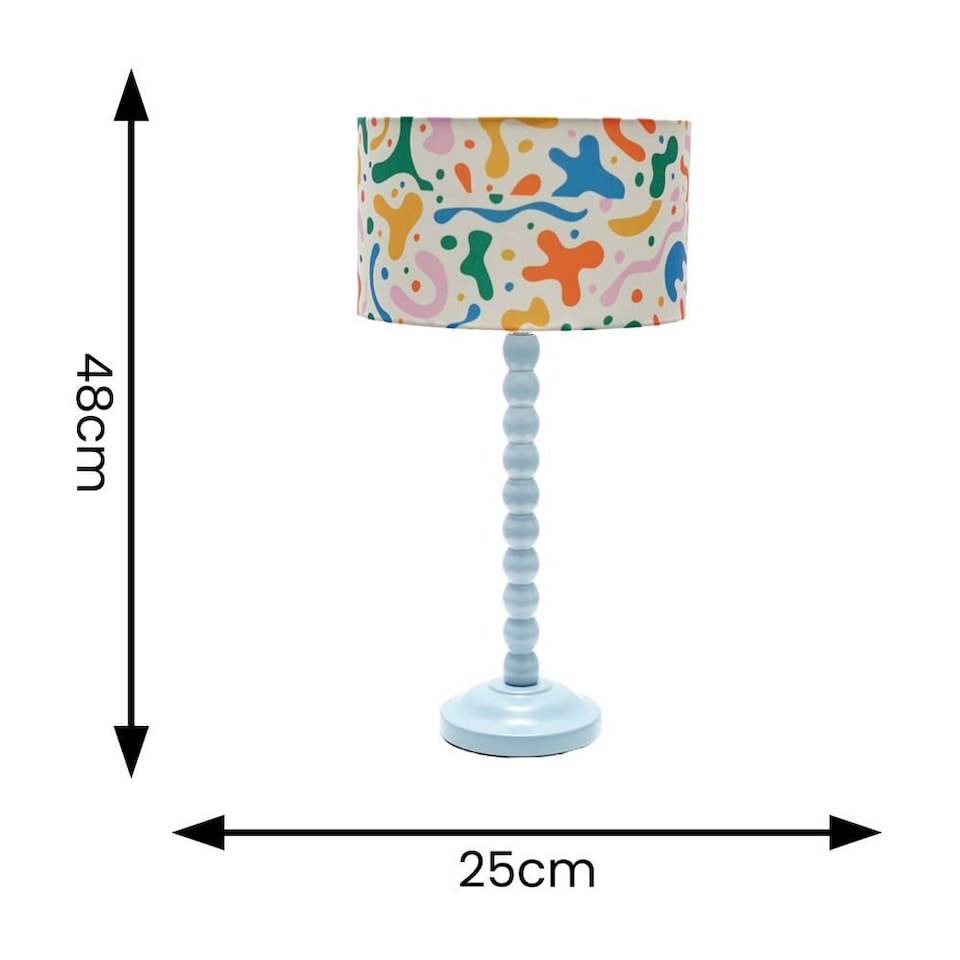 image 1 of ValueLights Bobbles Powder Blue Table Lamp with Abstract Shapes Shade & Bulb | Multi