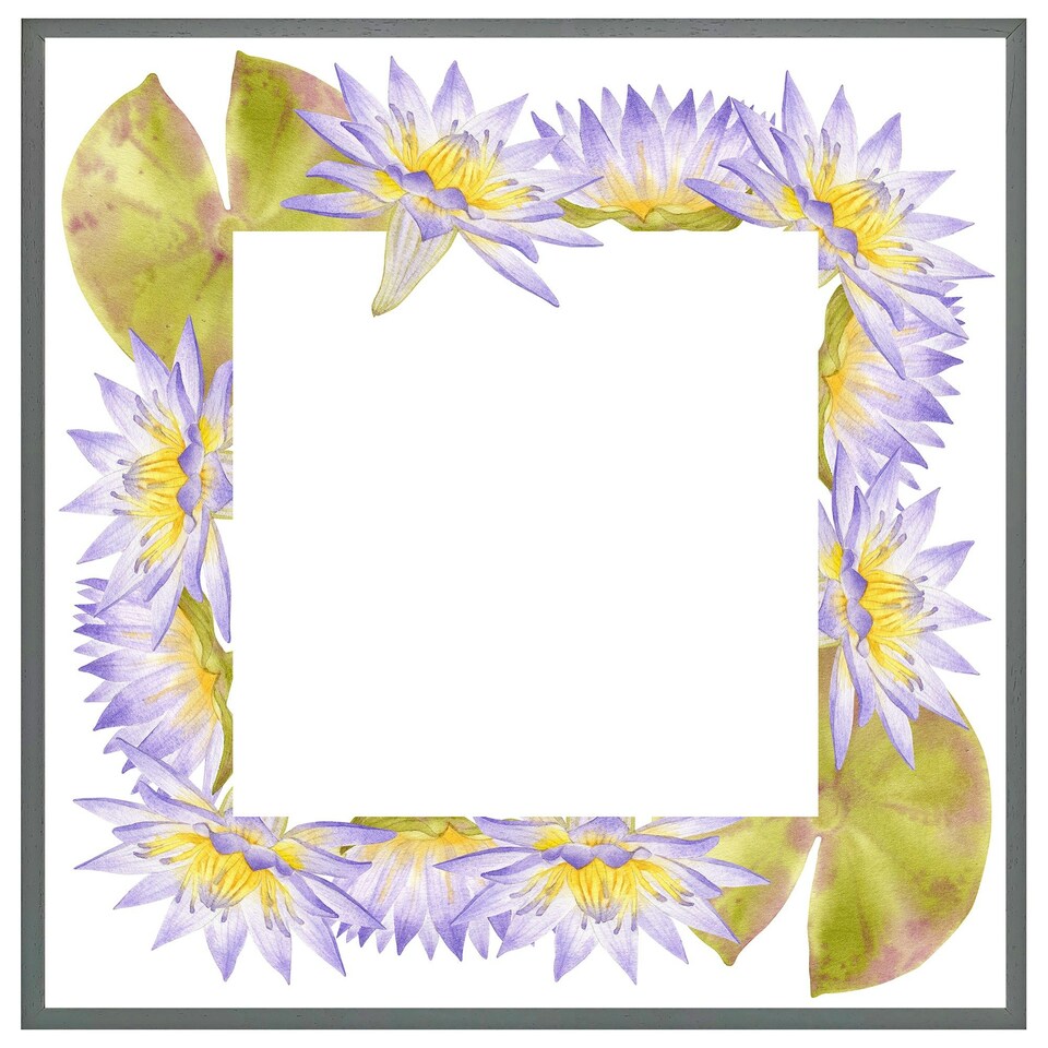 image 1 of Gold & purple flowers (Picture Frame) Brown | Oak | S
