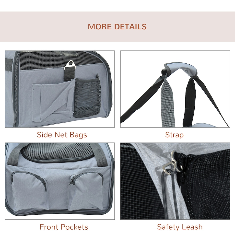 image 1 of PawHut Folding Pet Bag Carrier Car Seat Dog Cat Safety Travel Shoulder Portable