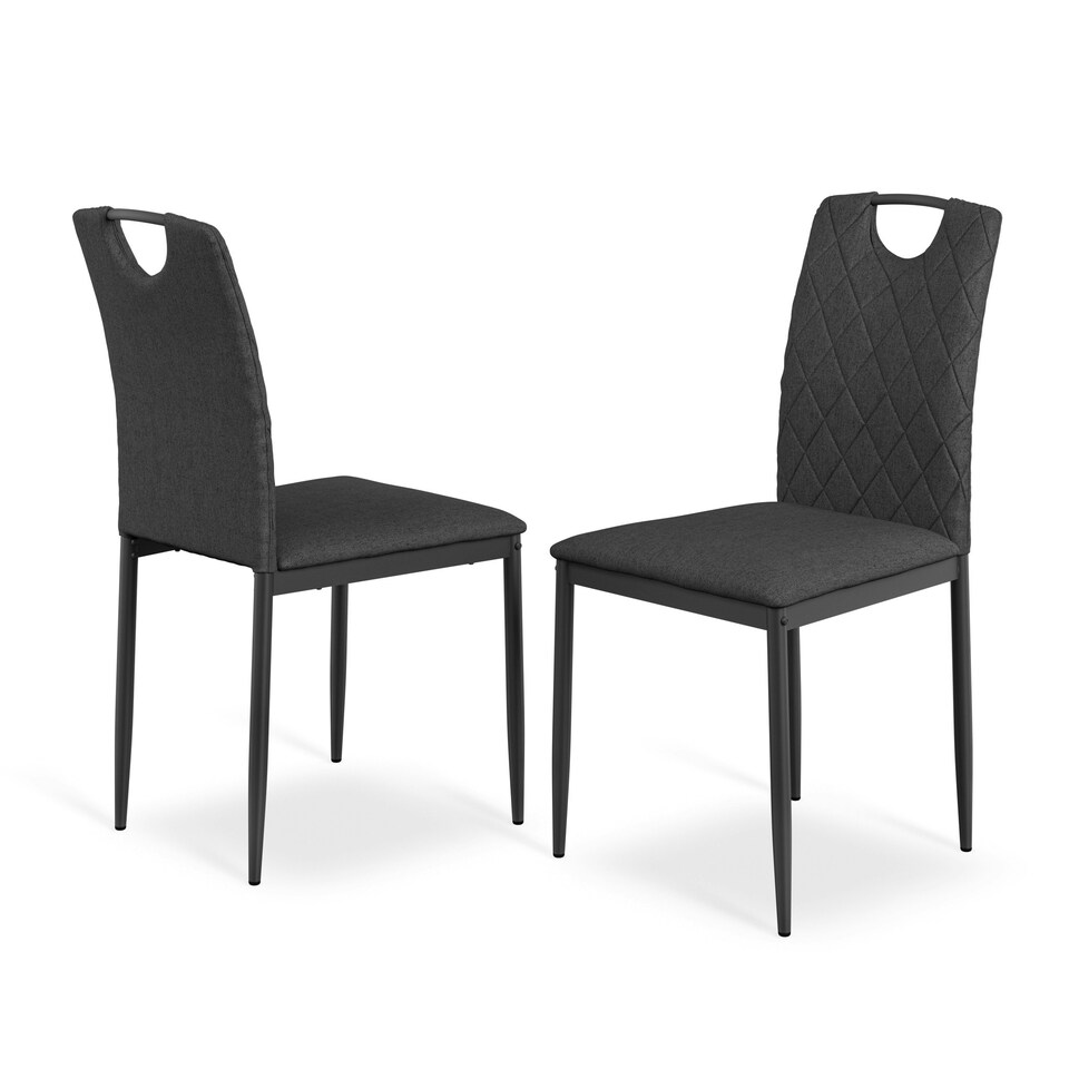 image 1 of Set Of 2 Monza Fabric Dining Chair Modern Padded Seat Metal Legs Kitchen Grey | Charcoal