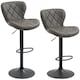image 1 of HOMCOM Bar Stools, Set of 2 Breakfast Bar Chairs, Swivel Barstools with Backrest and Footrest, Steel Frame Diamond Pattern PU, for Kitchen Counter, Dining Room, Dark Grey