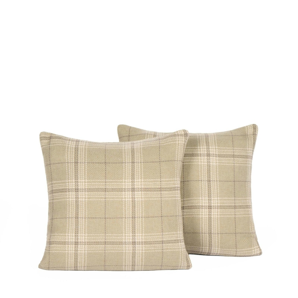 image 1 of OHS 4 x Decorative Woven Check Printed Cushion Covers, 45x45cm - Sage Green