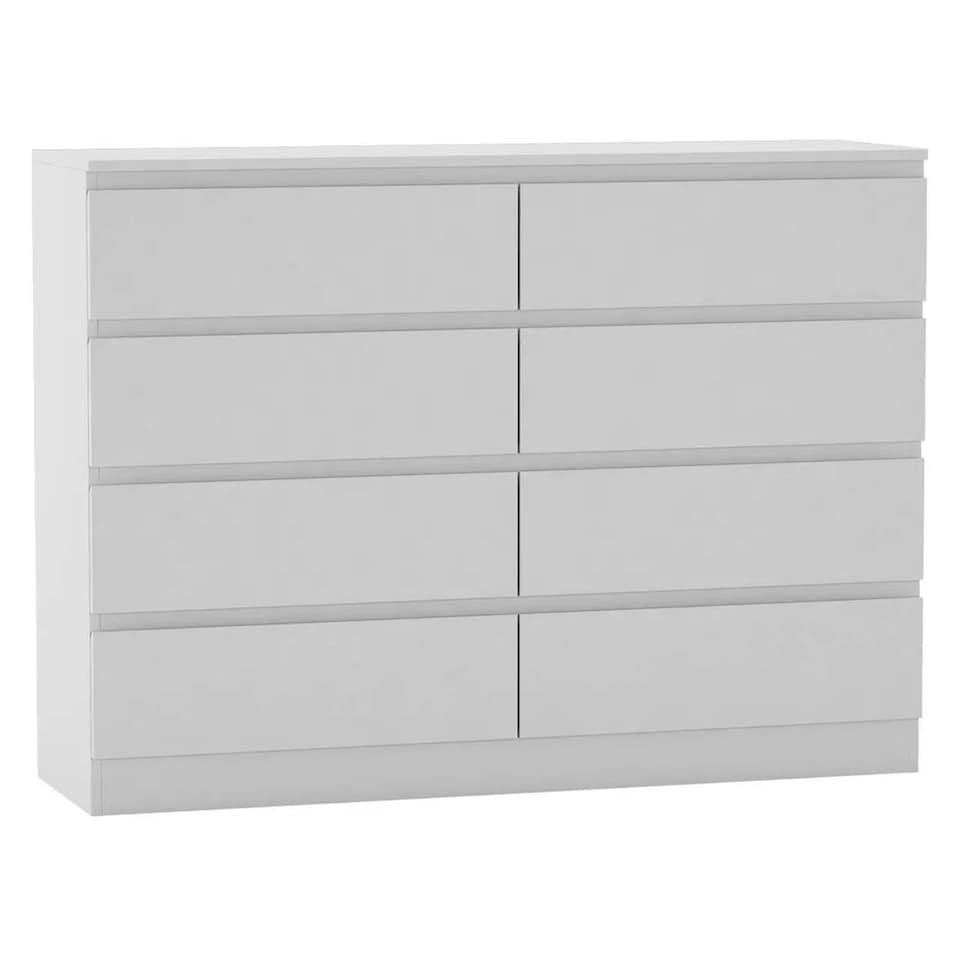 image 1 of Minimalist Chest of 8 Drawers - 88.3x120x35cm | White | White & White | 1