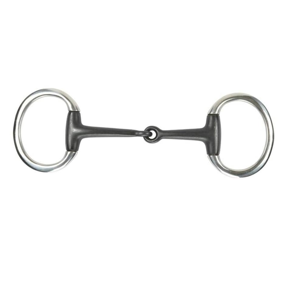 Shires Flat Horse Eggbutt Snaffle Bit - Black - 6in