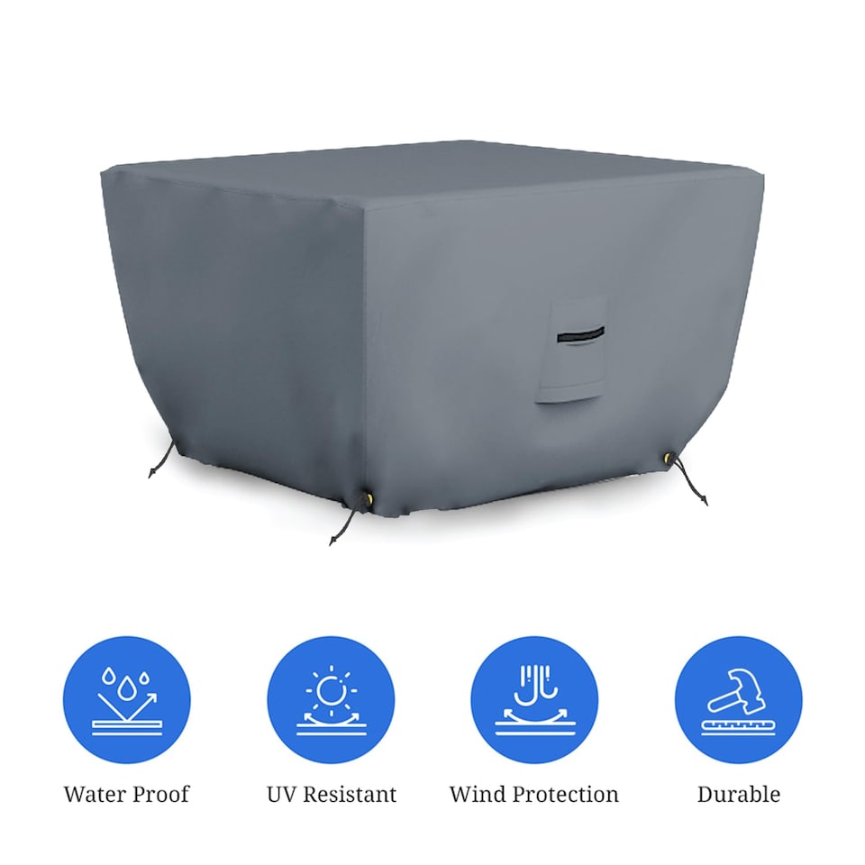 image 1 of Covers&All Outdoor Square Fire Pit Cover, 36 in L x 36 in W x 12 in H, Grey