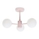 image 4 of ValueLights Marlow Blush Pink Opaque Glass Globe 3 Arm Ceiling Light with LED Bulbs