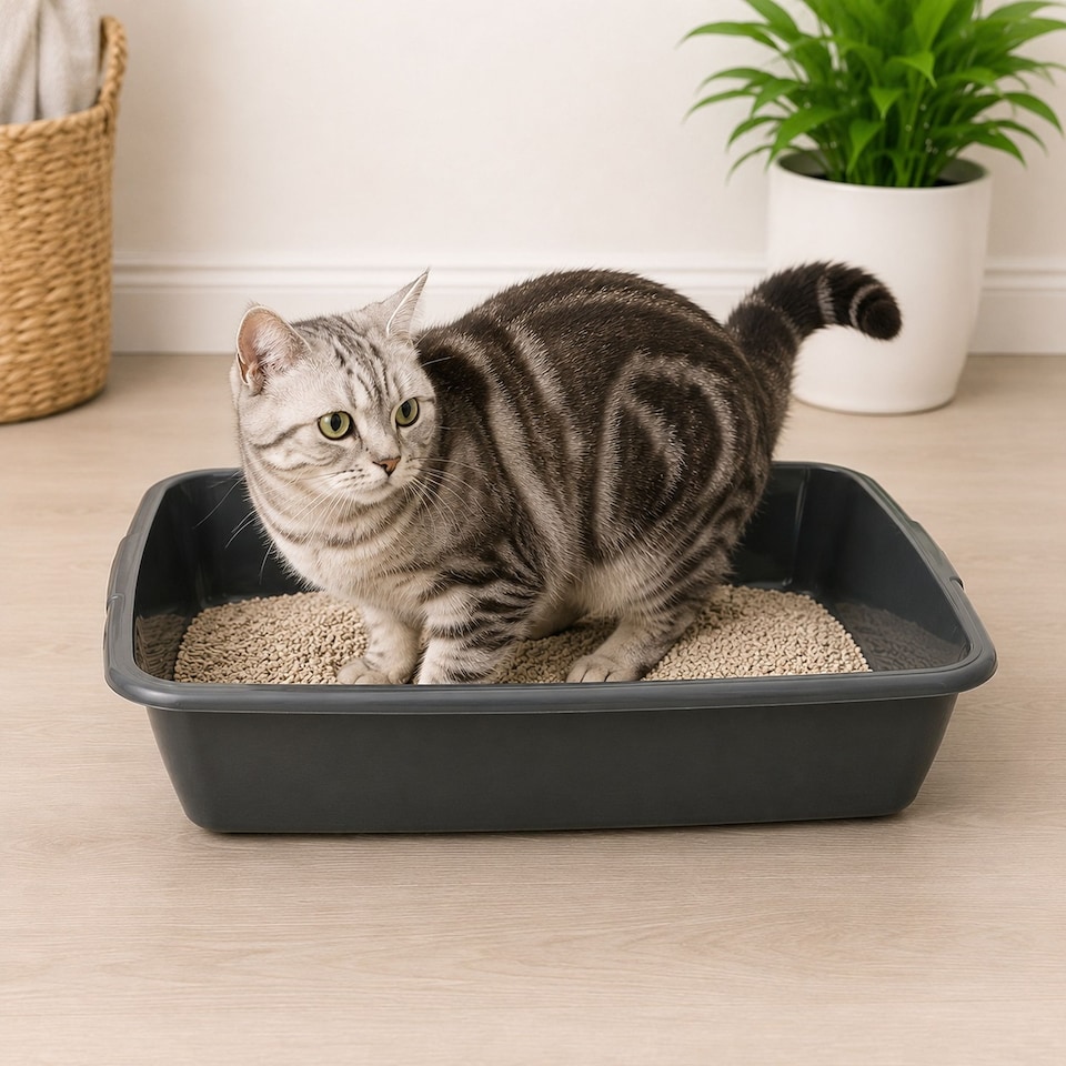 image 1 of Medium Cat Litter Tray Plastic Pet Toilet Kitten Rabbit Training Litter Box 40cm