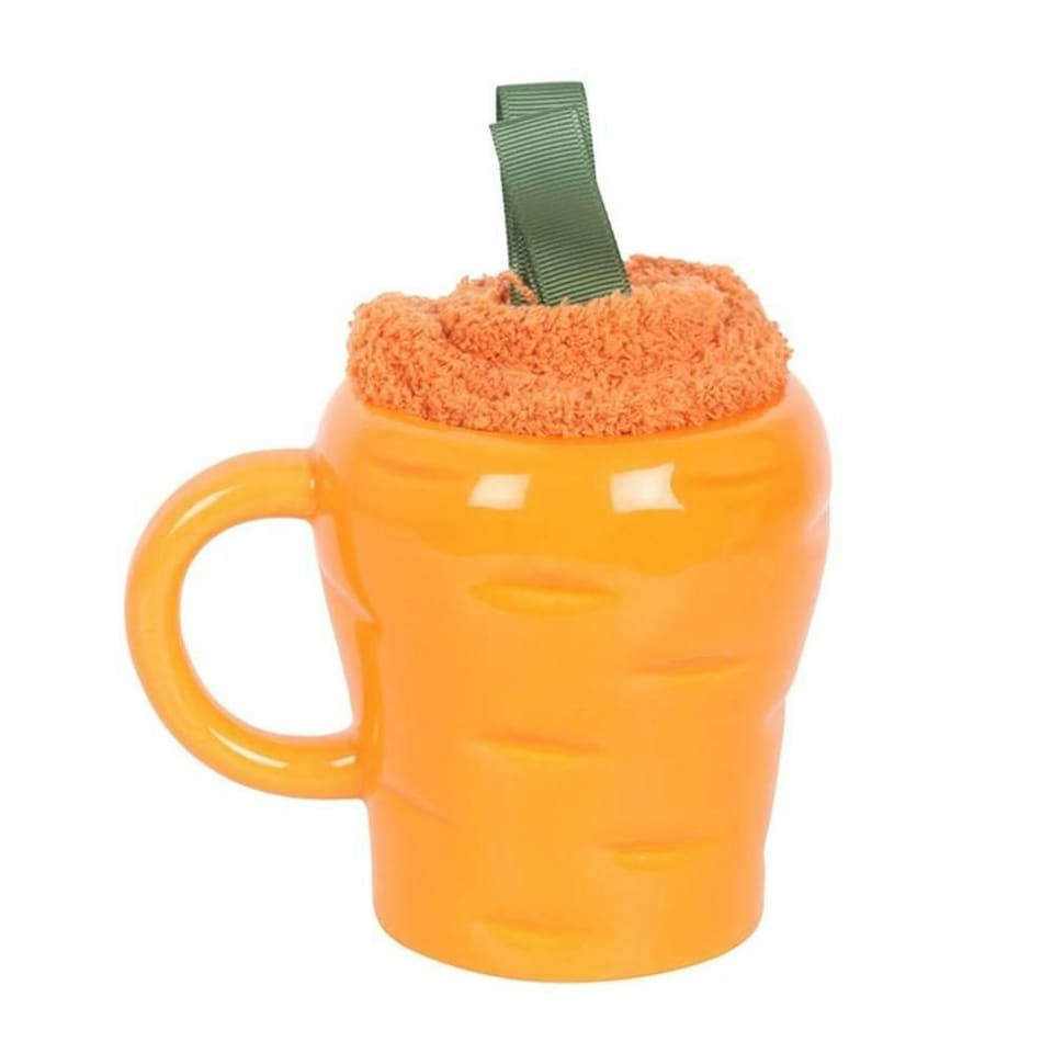 image 1 of Something Different Carrot Mug and Sock Set - Orange - One Size