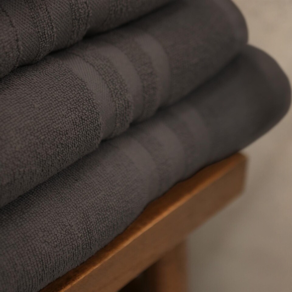 image 1 of Nicola Spring Cotton Bath Sheets - 160cm x 90cm - Charcoal - Pack of 2
