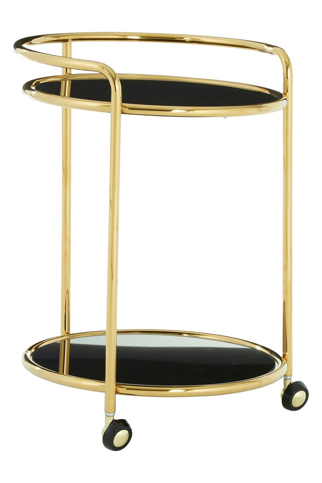 image 1 of Orsina Durable Round Gold Finish Trolley, Easy Mobility Of Kitchen Trolley, Simple Maintenance of Drinks Trolley