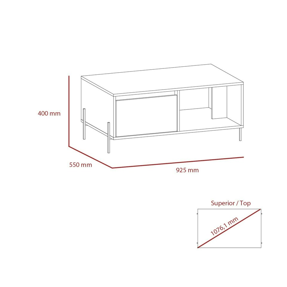 image 1 of Core Products Dallas White Coffee Table With Drawer, H40.0cm x W92.5cm x D55.0cm White