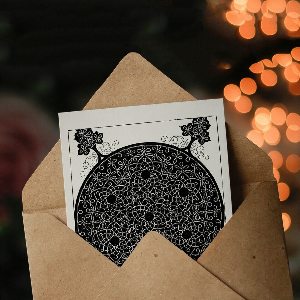 image 1 of Albrecht Durer Art Card Knob With Seven Hexagonal Stars