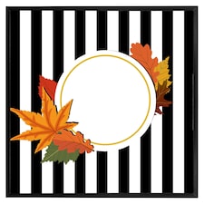 Blach stripes, autumn leaves (Picture Frame) Black | L