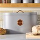 image 2 of Cooks Professional Bread Bin - Metal Food Storage Cannister with Nameplate | Grey | Grey & Copper
