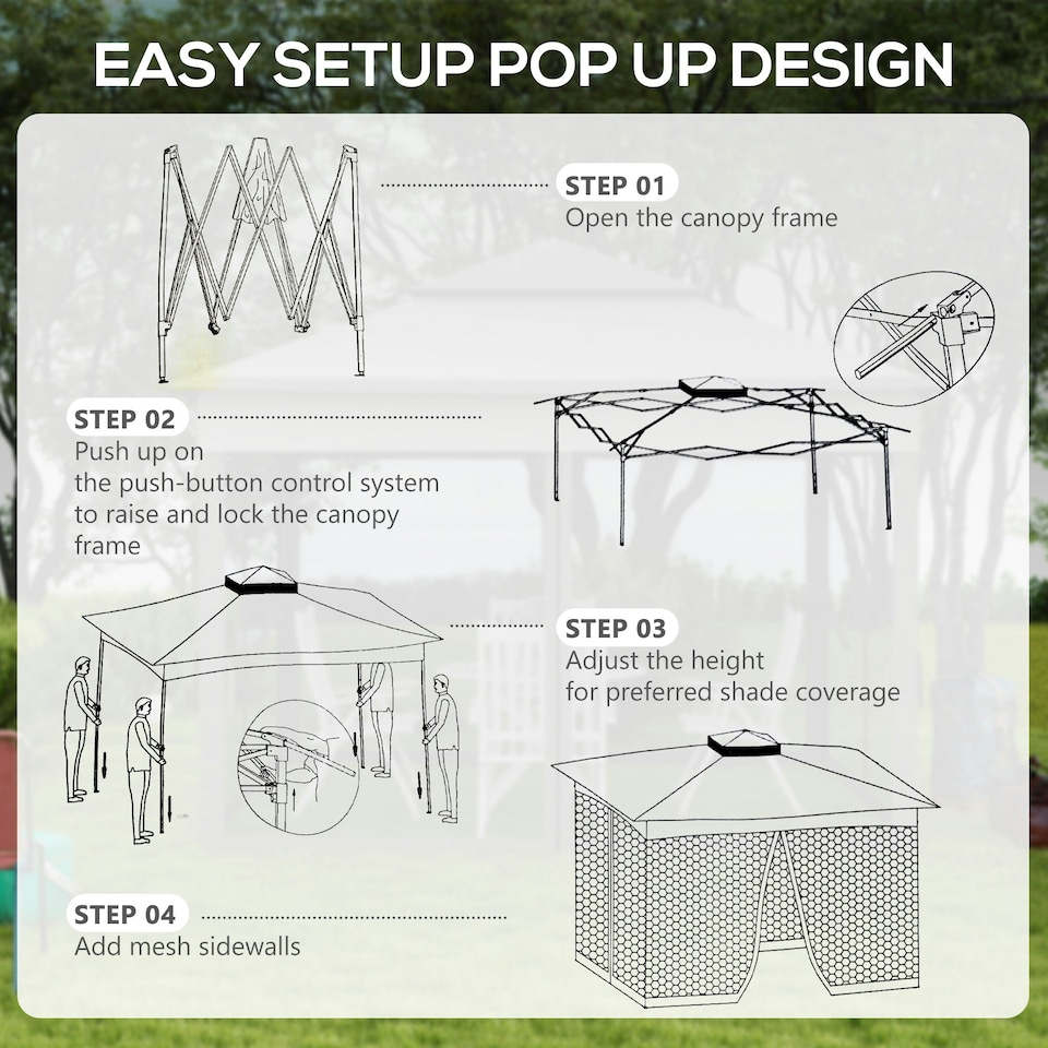 image 1 of Outsunny Garden Folding Tent Heavy Duty Pop Up Gazebo for Party Dark Grey