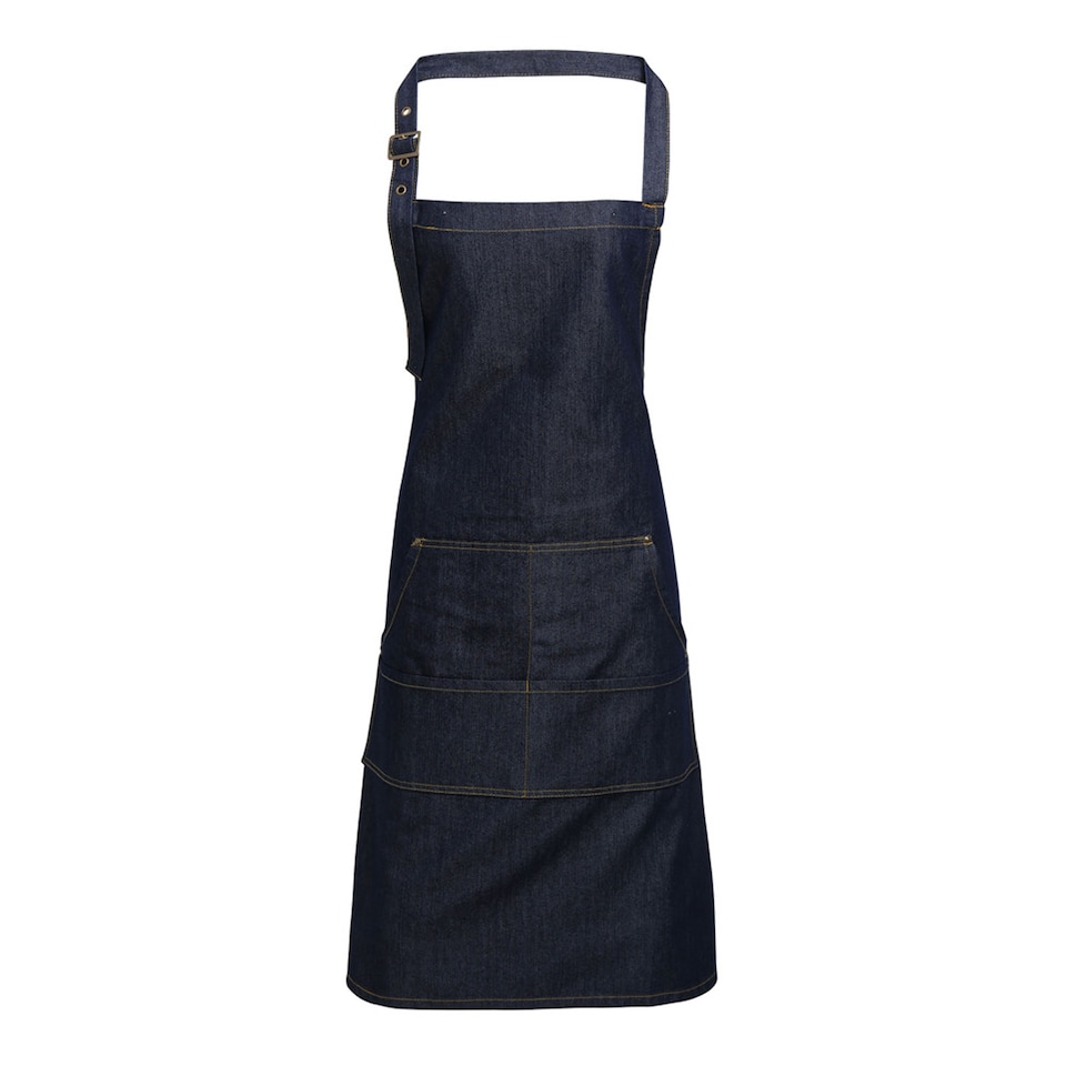image 1 of Premier Unisex Adult Colours Pocket Full Apron | Blue | Indigo Denim | One Size | 1
