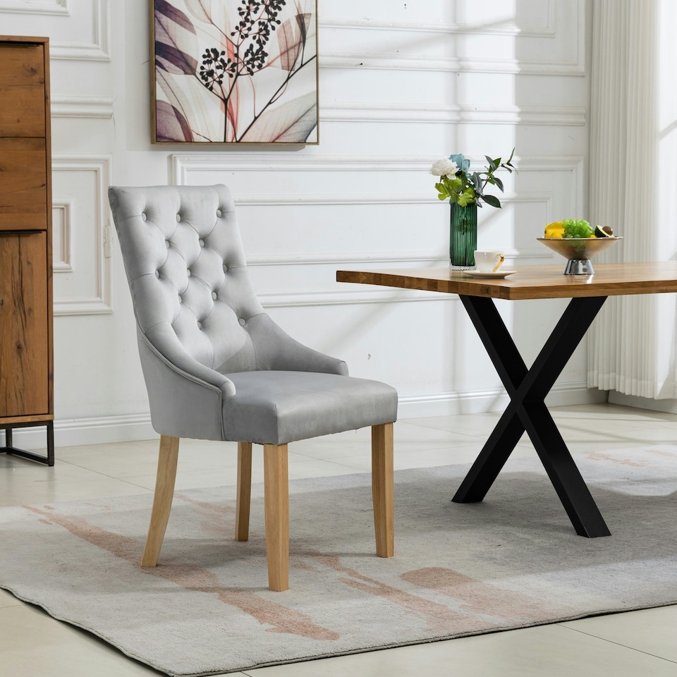 image 1 of Ravenna Velvet Dining Chairs - Set of 2 - Silver