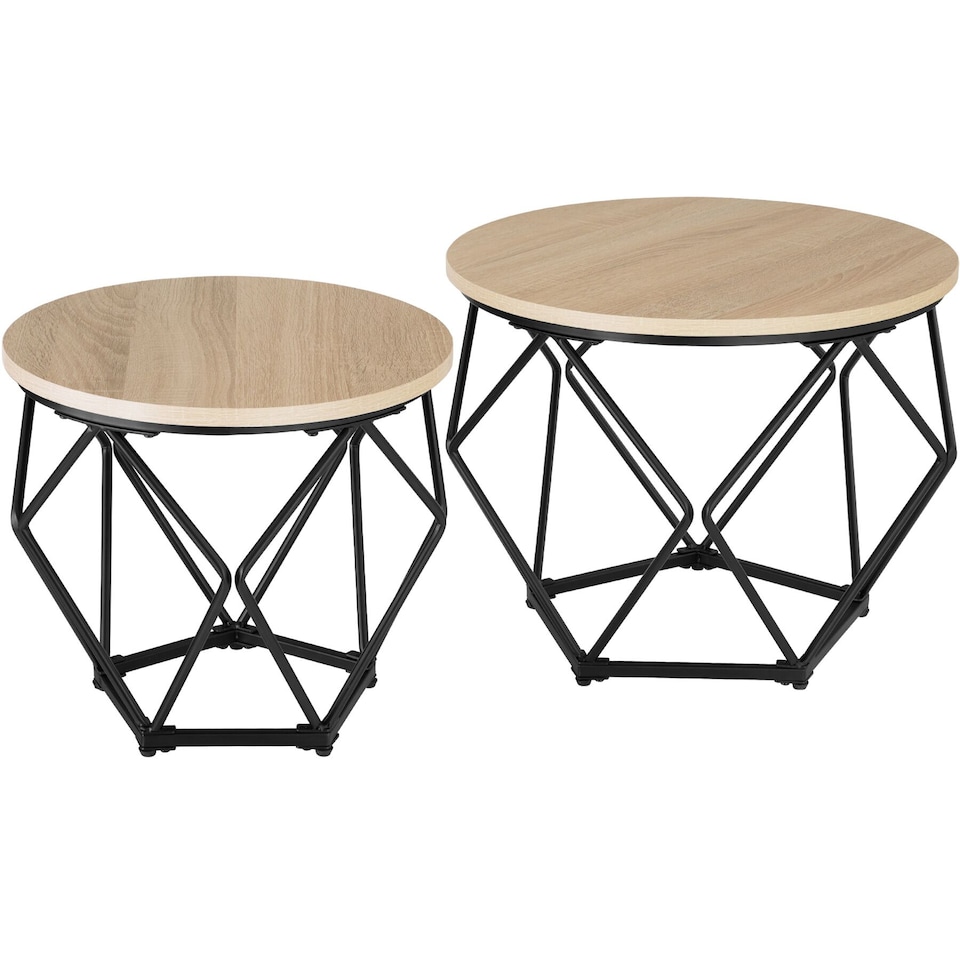 image 1 of Coffee Table Set 2-Piece Benham | Brown | industrial wood light, oak Sonoma | 50 x 50 x 40 cm | 1