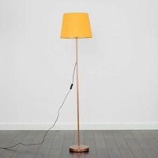 ValueLights Modern Standard Floor Lamp In Copper Metal Finish With Mustard Tapered Shade