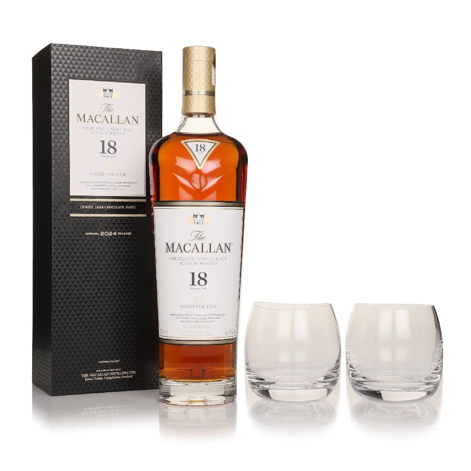 image 1 of Macallan - 2024 Release Sherry Oak Highland Single Malt Scotch 18 year old Whisky | Multi | Medium Brown | Soft and rich, with hints of spice, clove, orange and toasted mature oak. | 1