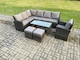 image 2 of Fimous 9 Seat Rattan Garden Furniture Corner Sofa Set Outdoor Patio Sofa Chair Table Set with 2 Small Footstools Dark Grey Mixed