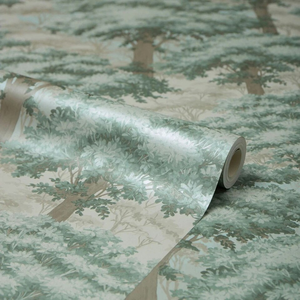image 1 of New Forest Toile Wallpaper in Green Multi