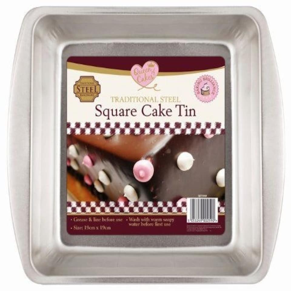 image 1 of Square Cake Tin Traditional Steel Bakeware Queen Of Cakes Baking Brilliance QC1149