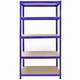 image 4 of 3 x Monster Racking T-Rax Metal Storage Shelves, Blue, 90cm W, 45cm D Blue