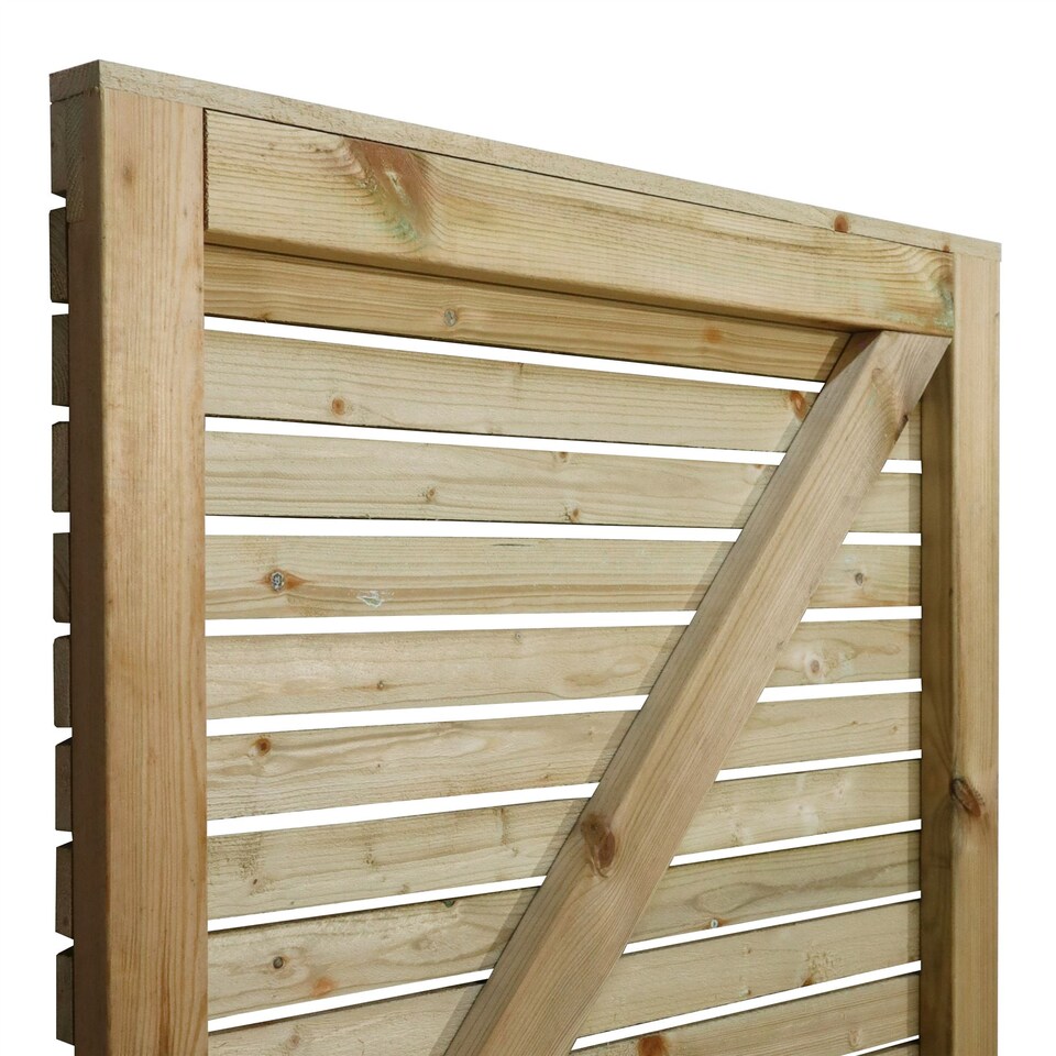 image 1 of Roma Slatted Garden Gate 4ft x 3ft Treated Wooden Decorative Venetian-Style Door