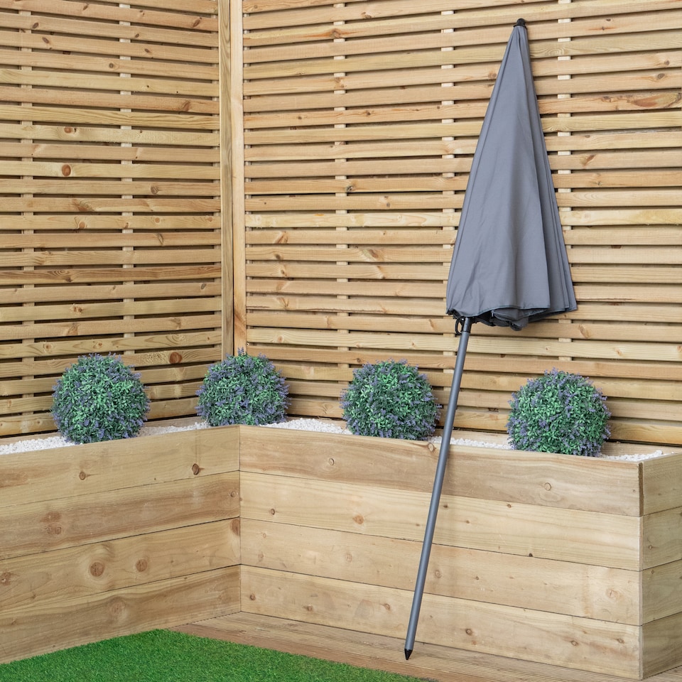 image 1 of 1.7m Outdoor Garden Patio Parasol Sun Shade in Grey
