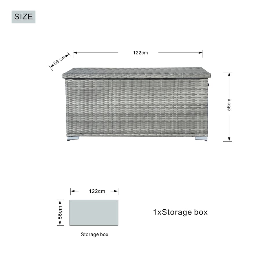 image 1 of Direct Wicker 243L Outdoor Garden Rattan Storage Box, Small Deck Storage Box for Patio, Yard | Grey