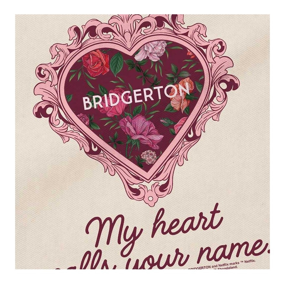 image 1 of Bridgerton My Heart Calls Your Name Tote Bag | Multi | Natural | 1