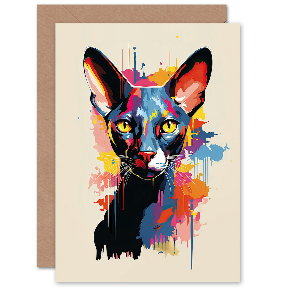 image 1 of Oriental Shorthair Lover Pet Portrait Cat Art Card