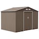 image 1 of Outsunny 9 x 6ft Metal Garden Shed, Outdoor Storage Tool House with Ventilation Slots, Foundation Kit and Lockable Double Doors, Light Brown