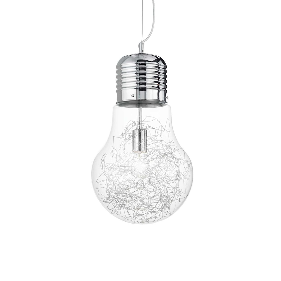 Luce Max Light Bulb Shape Large Ceiling Pendant 1 Light Chrome, E27